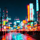 Colorful Neon Signs Light Up Night Street Scene