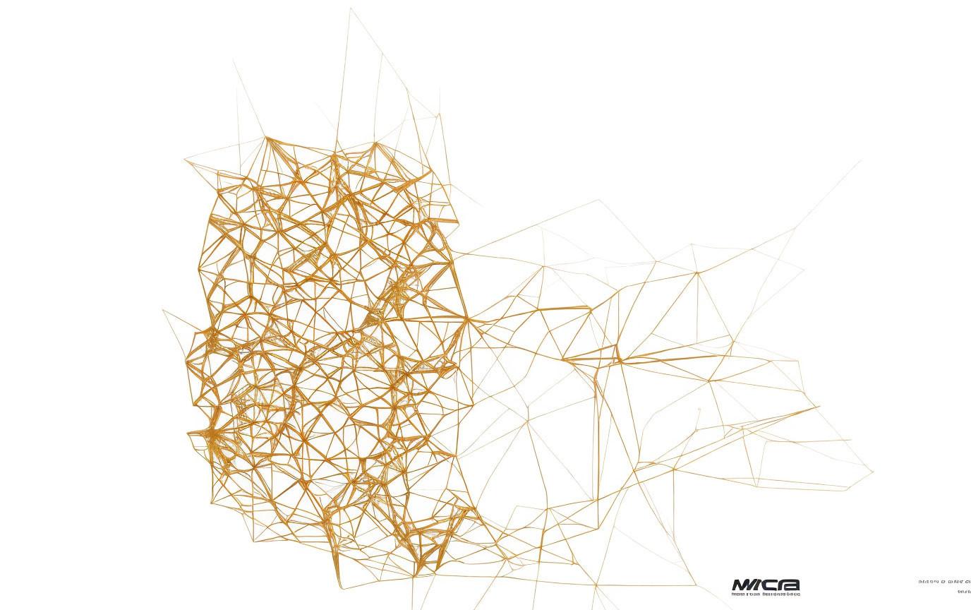 Abstract Gold Line Network on White Background