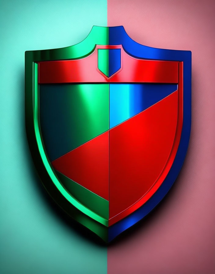 Split red and green shield emblem on dual-tone background