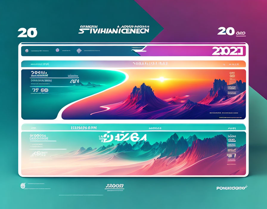 Futuristic User Interface Design: Purple to Orange Gradient, Digital Art, Statistics, Teal Background