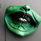 Detailed 3D Rendering of Monstrous Green Creature on Grey Background