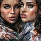 Colorful Illustration: Two Women with Expressive Makeup