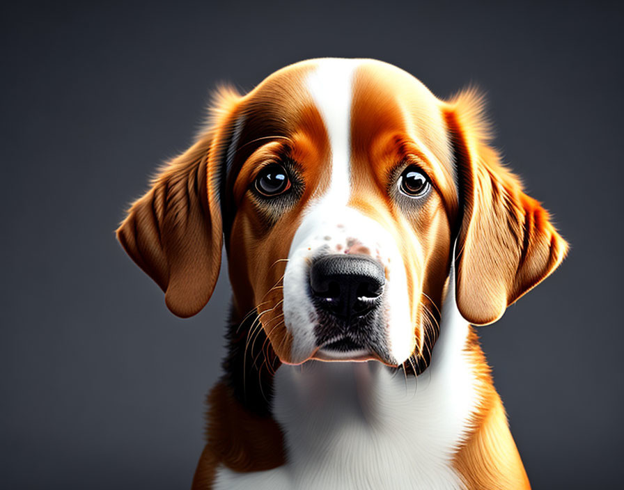 Beagle with Soulful Brown Eyes and Tricolor Coat