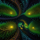 Colorful Swirling Fractal Art in Green, Blue, and Yellow