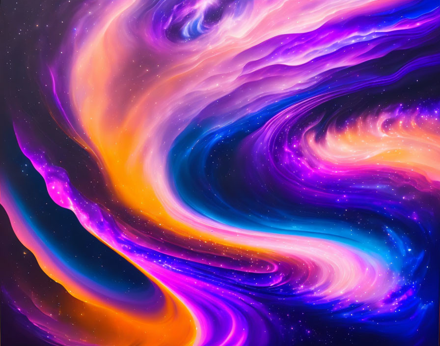 Colorful Cosmic Swirl Artwork in Purple, Blue, and Orange