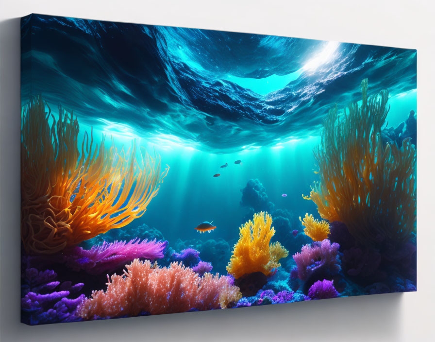 Colorful Coral and Fish in Vibrant Underwater Canvas