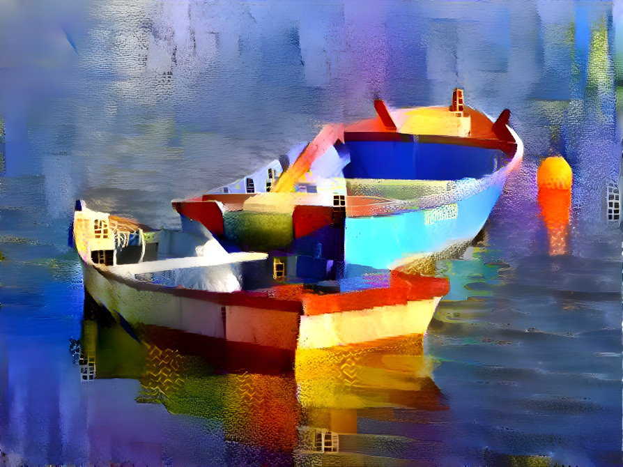 boats and colors in blue sea