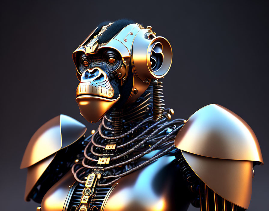 Detailed 3D Illustration: Robotic Gorilla with Futuristic Design