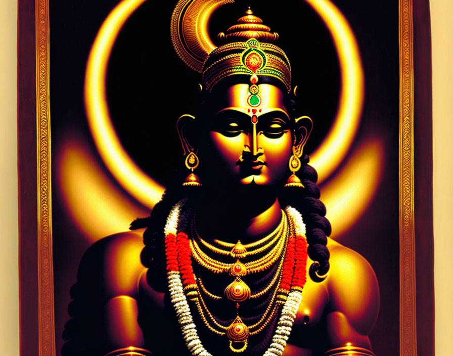 Serene Hindu deity digital art with traditional jewelry