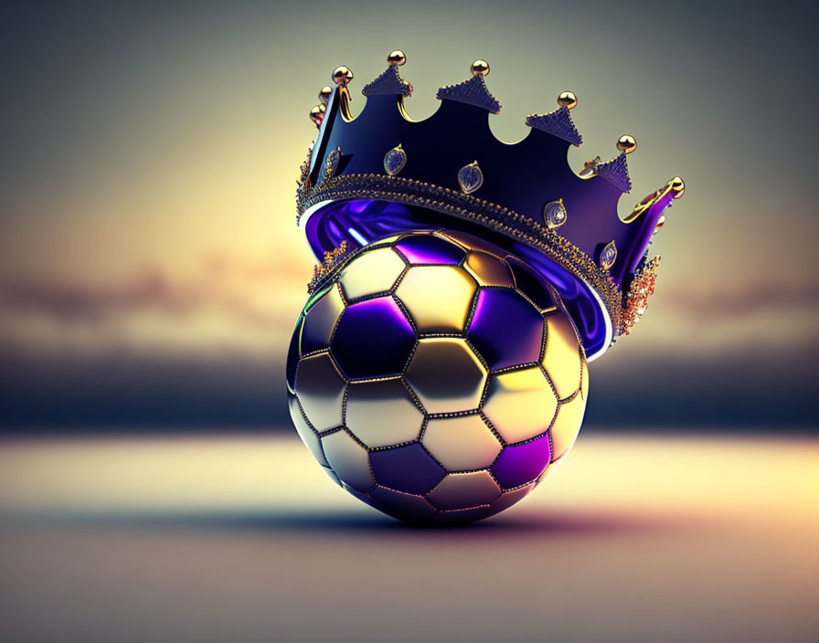 Royal Crown Soccer Ball on Gradient Background