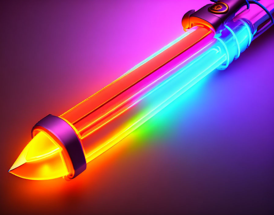 Colorful Neon Light Saber with Red to Blue Gradient Blade