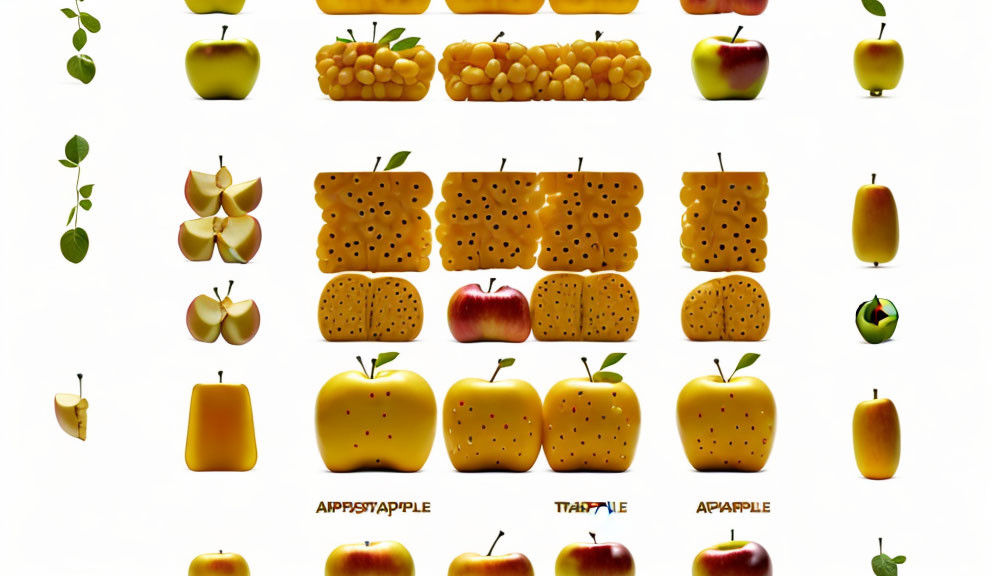 Grid of Various Apple-Themed Images and Objects