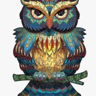 Colorful Owl Illustration in Stained Glass Style