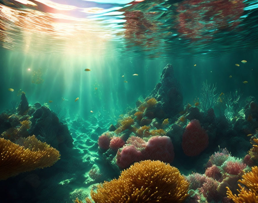 Clear Ocean Water Illuminating Colorful Coral Reefs and Fish