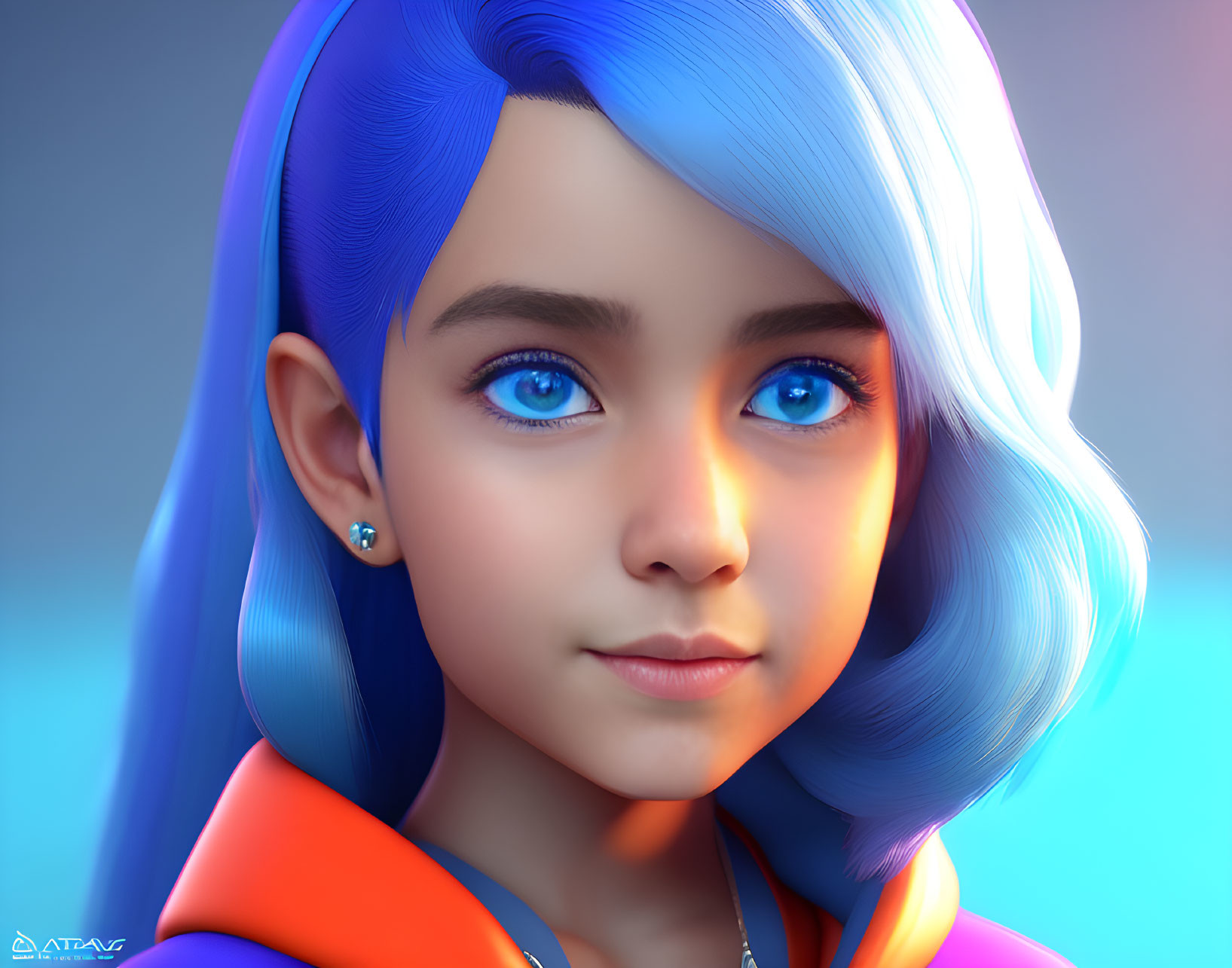 Striking Blue Hair Girl Portrait with Soft Lighting