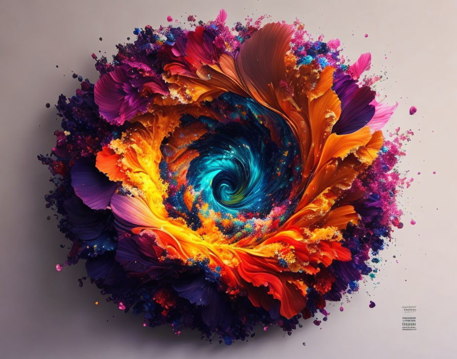 Colorful Abstract Swirl with Galaxy-Like Vortex