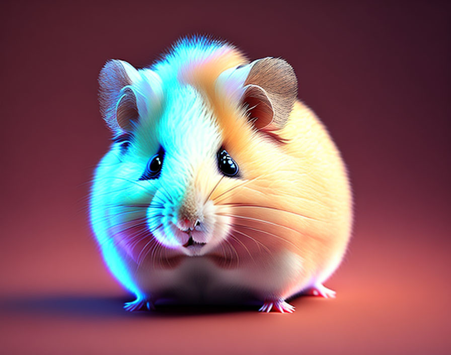 Stylized chubby guinea pig with blue eyes on pink background