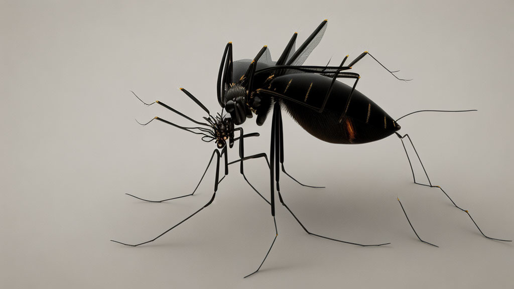 Detailed 3D Rendering of Realistic Black Mosquito