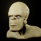 Bald Yellow Cartoon Character in 3D Space Environment