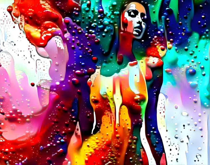 wet and colourfull girl