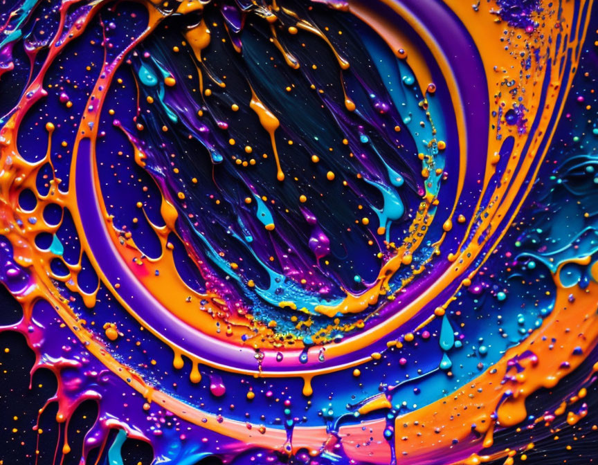 Colorful Swirling Abstract Art with Glossy Texture and Cosmic Pattern