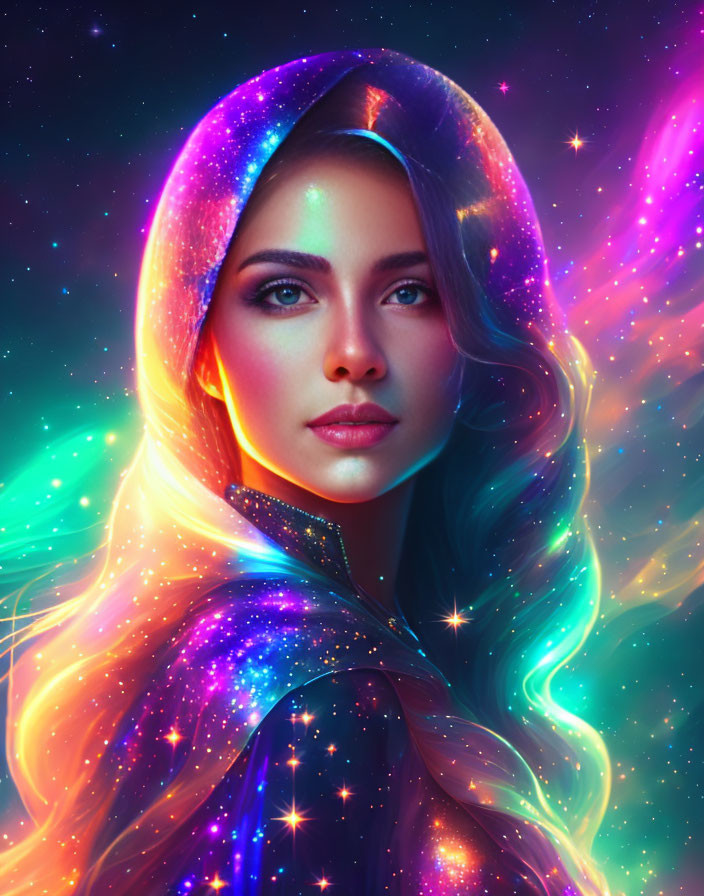 Vibrant cosmic-themed aura with galaxy colors and nebula effects