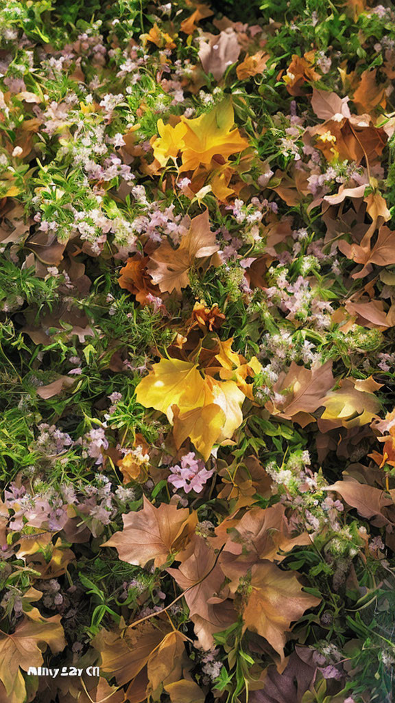 Fall Colors Mix with Fresh Greenery in Floral Scene