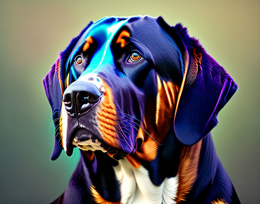 Colorful Close-Up of Rottweiler with Sharp Gaze