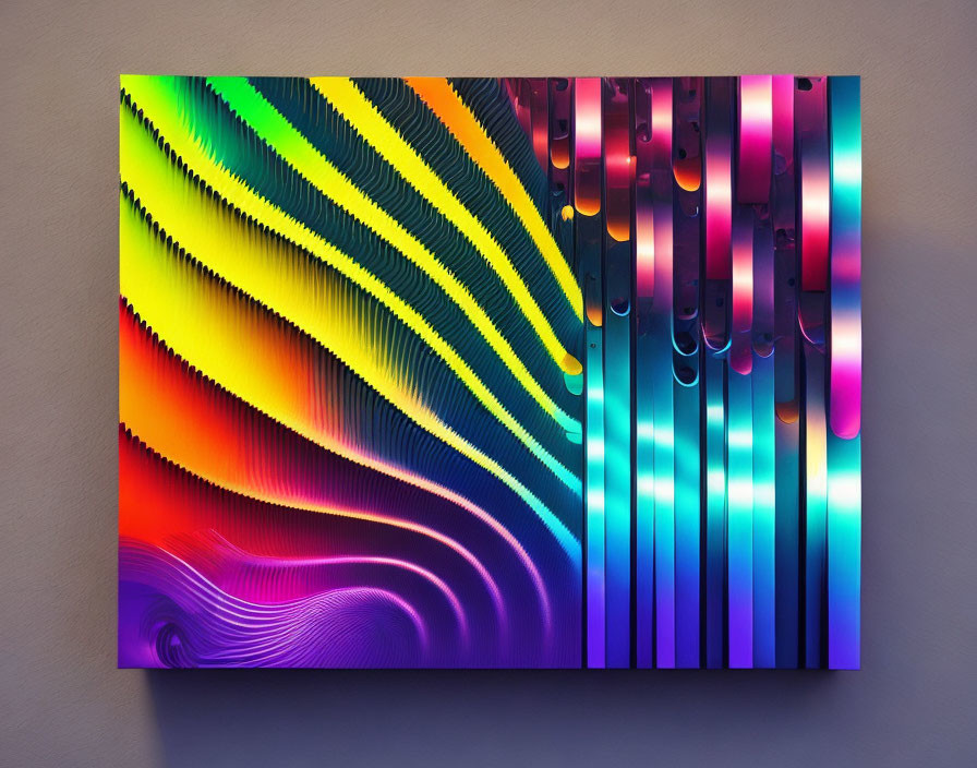 Colorful Abstract Canvas Art with Rainbow Palette & Neon Lights