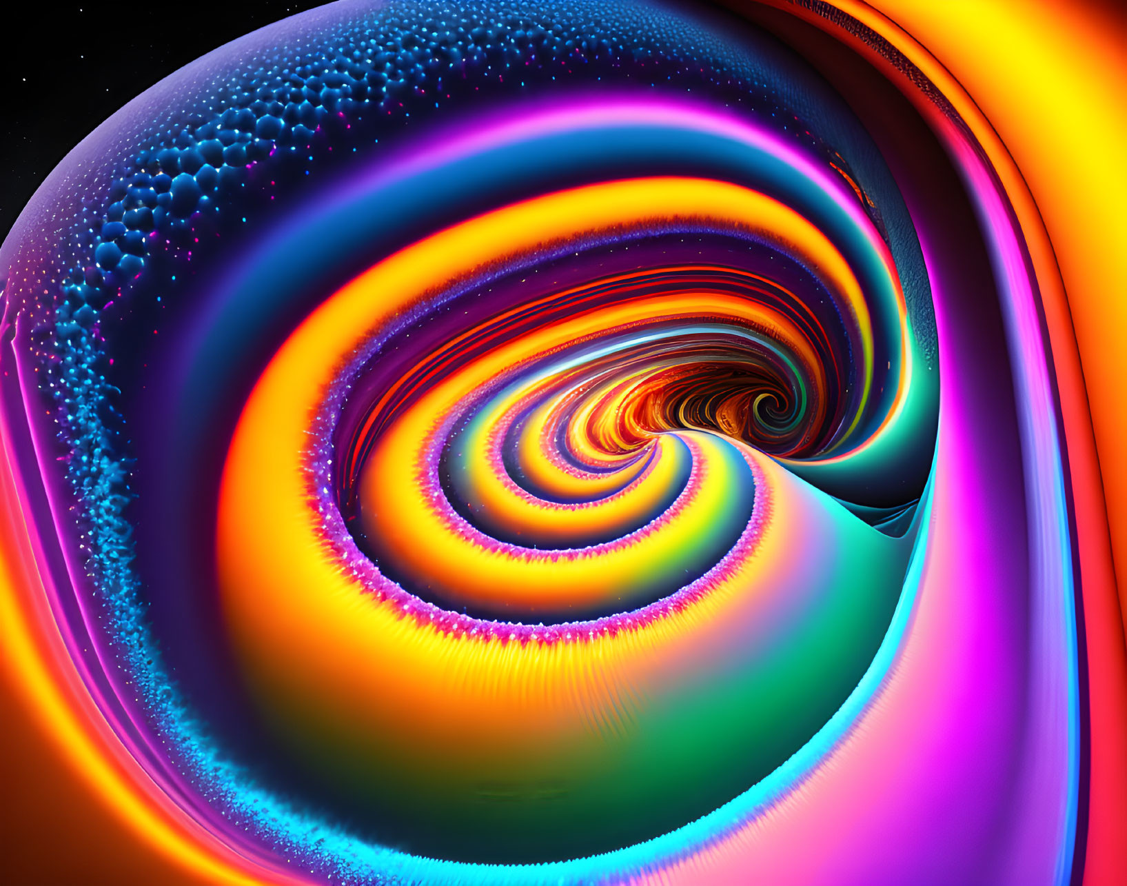 Colorful Fractal Spiral with Blue to Orange Spectrum