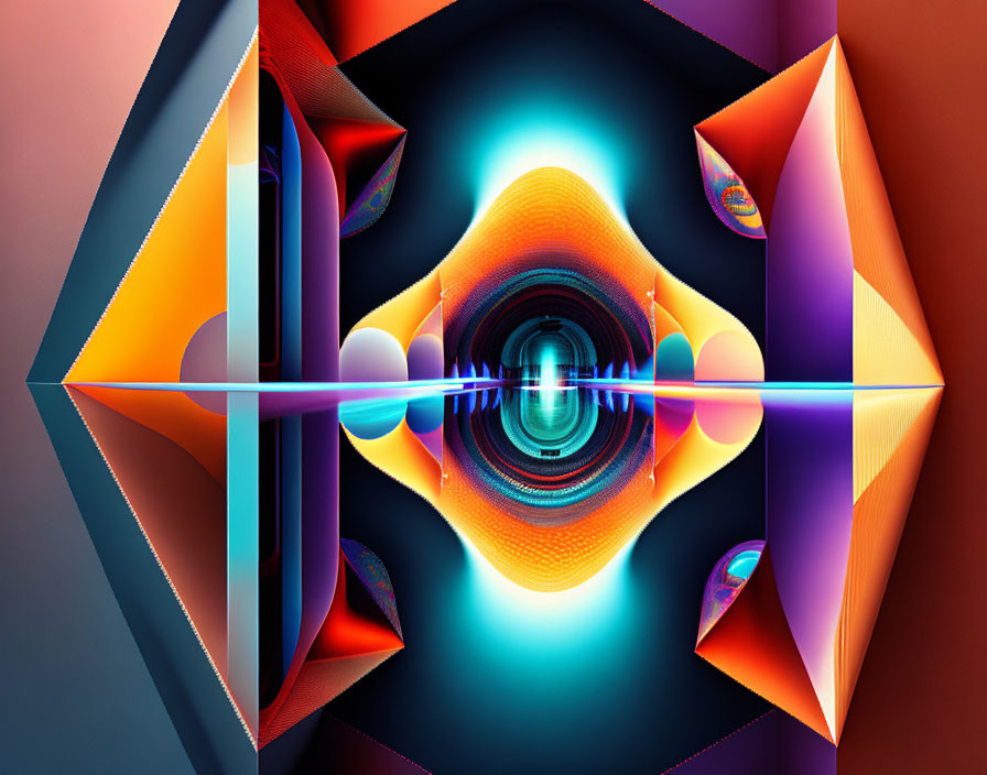 Symmetrical geometric shapes in vibrant abstract digital art