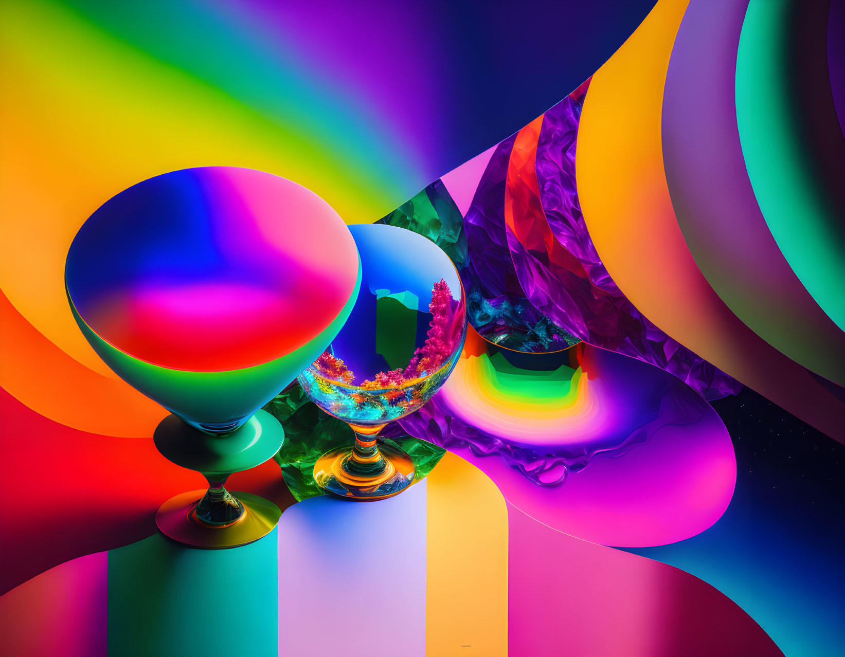 Colorful Abstract Artwork with Swirling Rainbow Hues