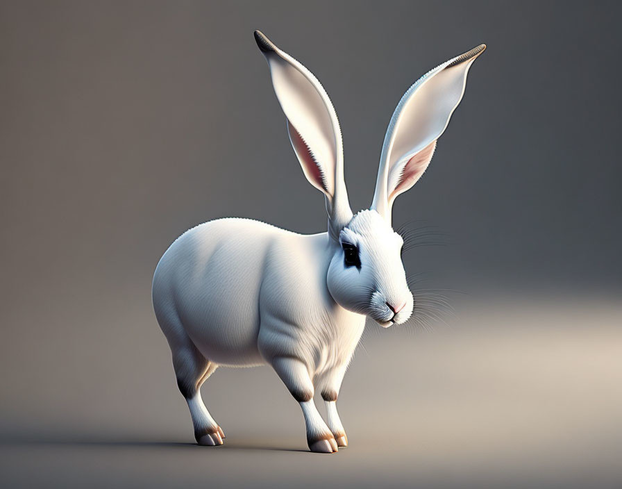 Stylized white rabbit illustration on neutral backdrop