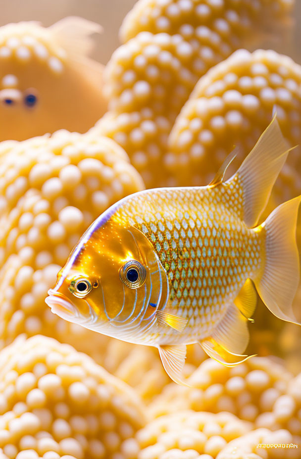 Vibrant Tropical Fish Among Coral Polyps in Marine Aquarium