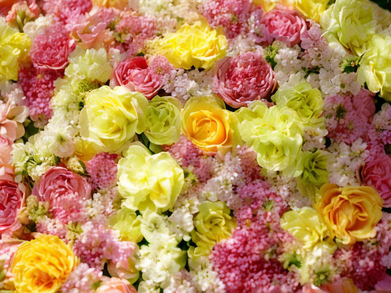 Colorful Pink, Yellow, and Green Floral Arrangement