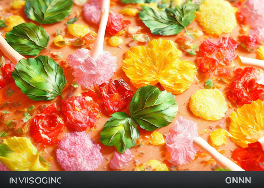 Vibrant Edible Flowers and Lollipops with Mint Leaves Display