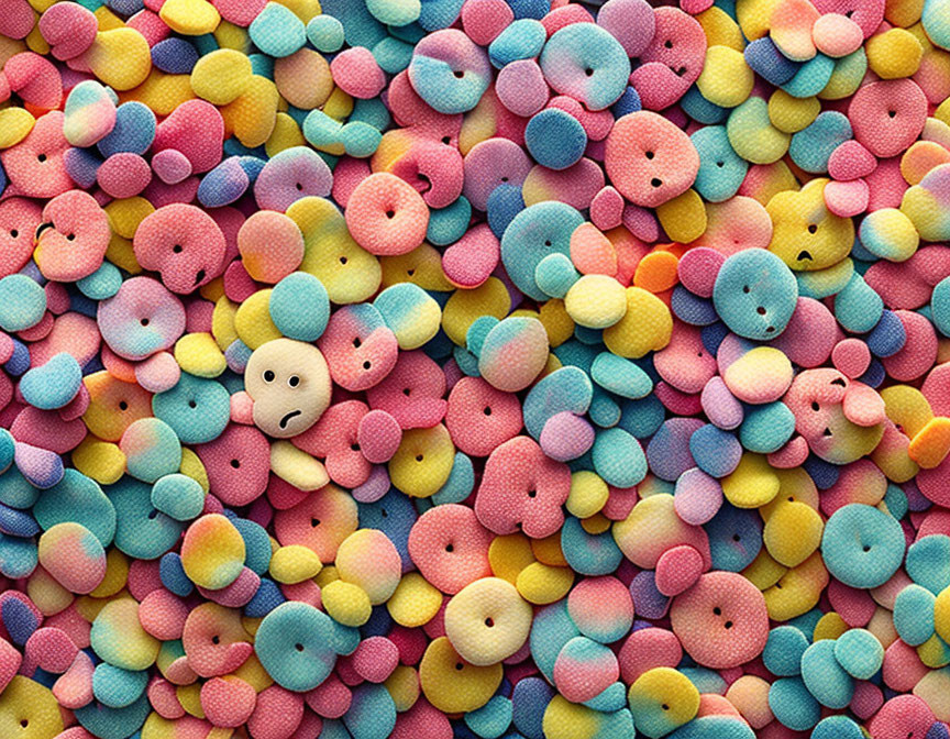 Assortment of Pastel Button-Shaped Candies with Two Holes