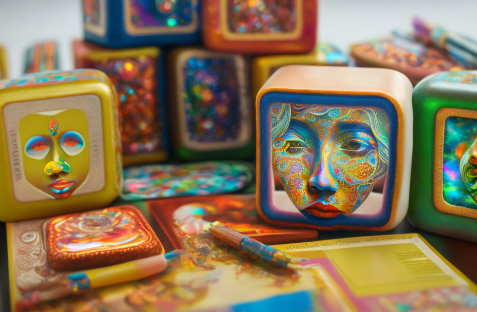 Vivid Psychedelic Art: Cubes, Pictures, and Pens