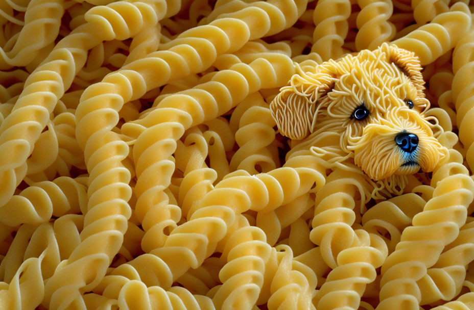 dog in noodles