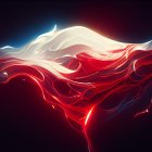 Fluid Wave-Like Abstract Digital Art in Red, Pink, and White