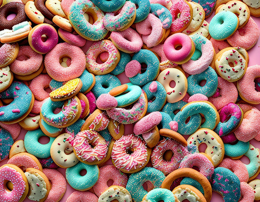 Vibrant Assortment of Colorful Donuts with Sprinkles and Glazes