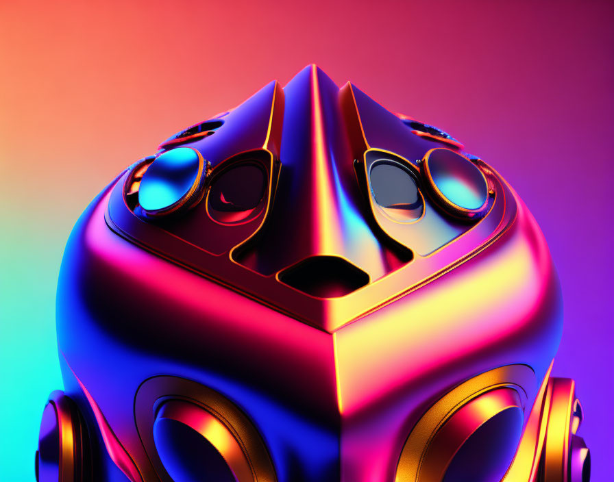 Colorful Metallic Spherical Robot with Expressive Eyes and Intricate Design Details