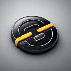 Black and Orange Interconnected Letter S Shapes on Textured Grey Background