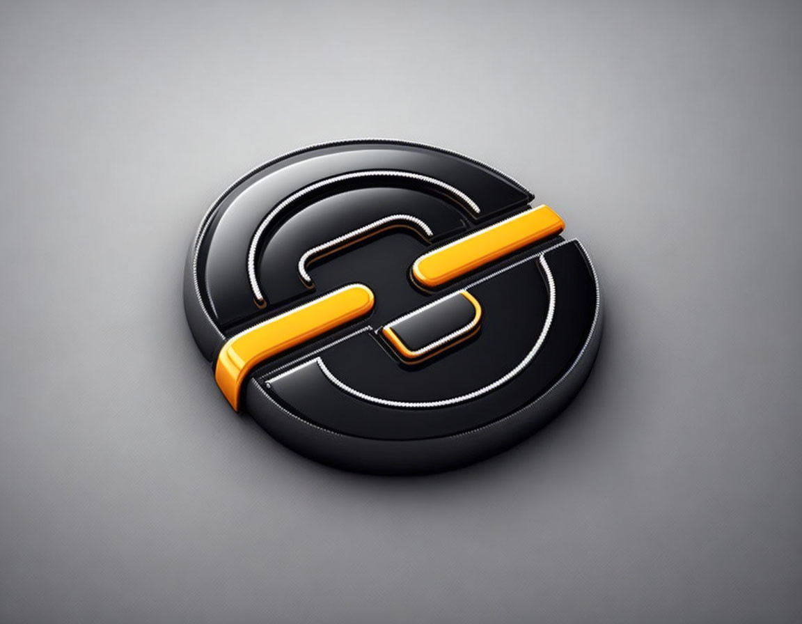 Black and Orange Interconnected Letter S Shapes on Textured Grey Background