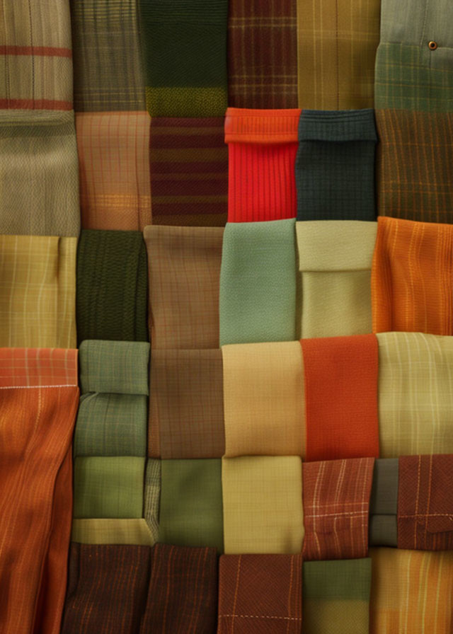 Fabric Grid Displaying Earth Tone Textures & Patterns