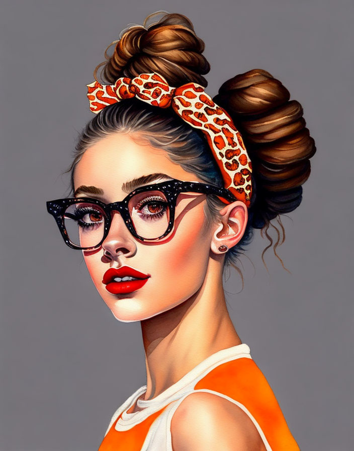Vibrant Watercolour Portrait of Young Woman