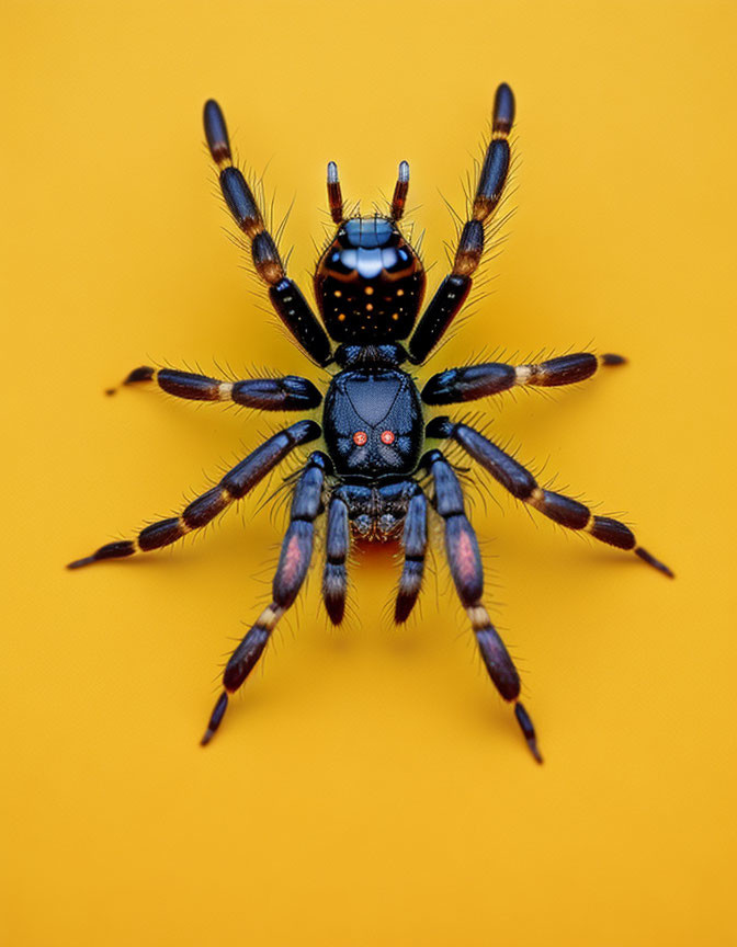 Colorful Spider with Intricate Patterns on Yellow Background