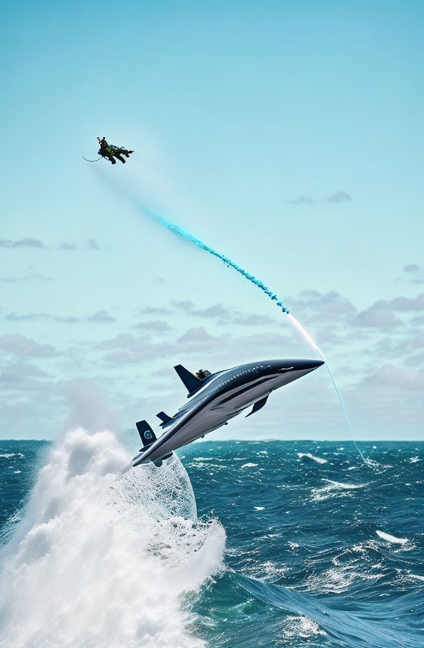 Water-Powered Flyboard Stunt Over the Sea