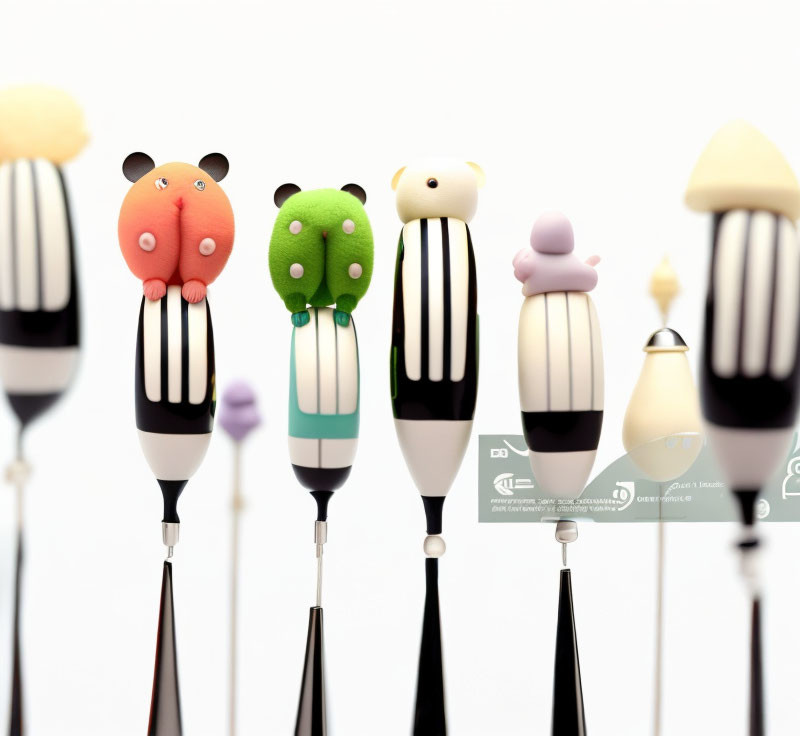 Animal-themed Stylus Pens: Black & White Stripes, Colorful Animal Toppers