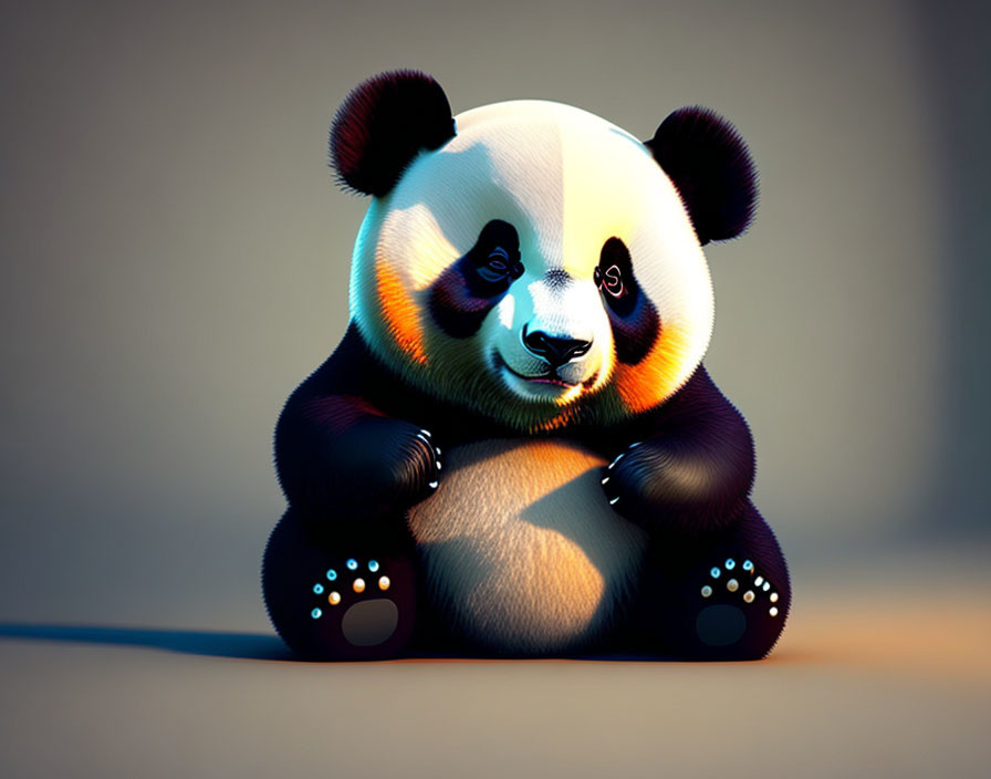 Stylized illustration of plump panda with exaggerated features